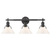 Orwell 3-Light Bath Vanity in Matte Black with Opal Glass Shades