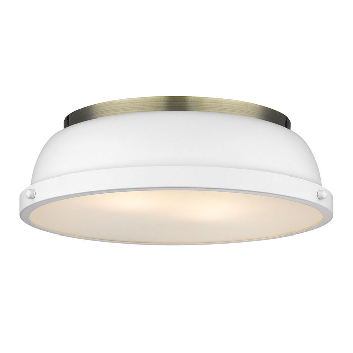 Duncan 14" Flush Mount in Aged Brass with Matte White Shade - Lamps Expo