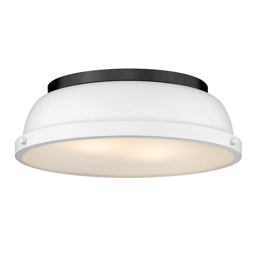 Duncan 14" Flush Mount in Matte Black with Matte White Shade - Lamps Expo