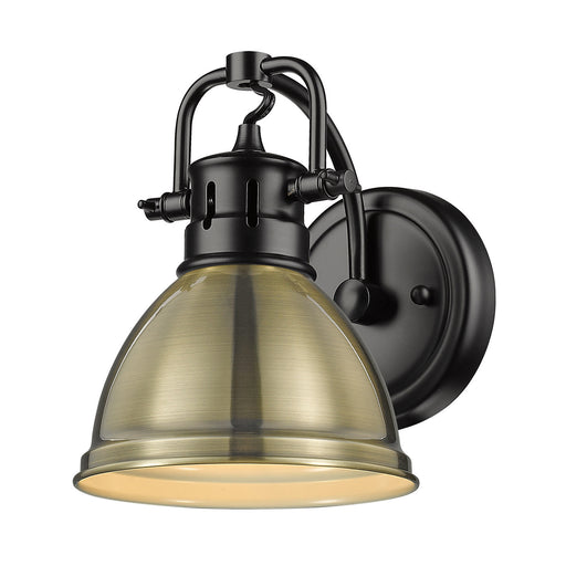 Duncan 1-Light Bath Vanity in Matte Black with Aged Brass