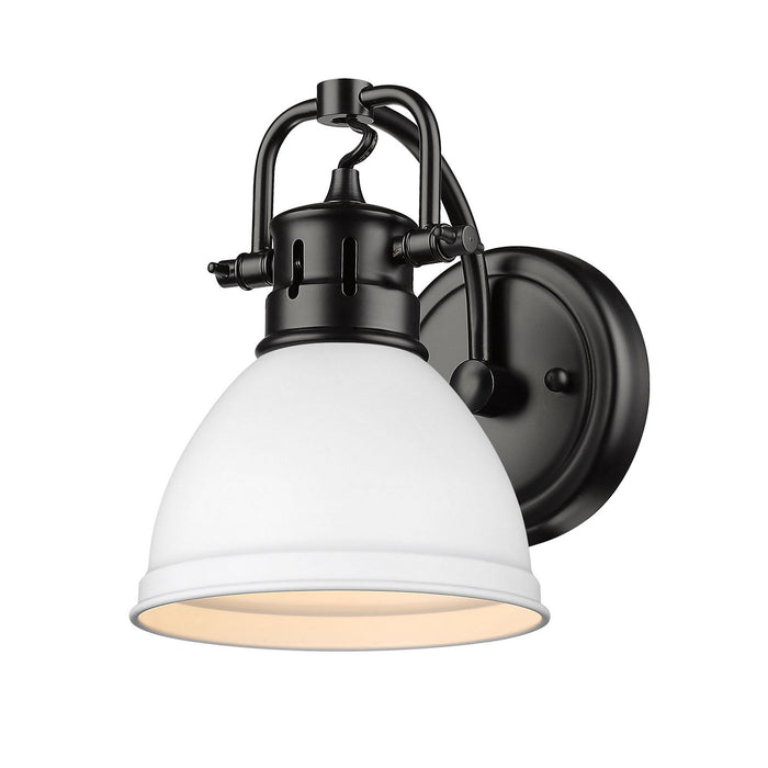 Duncan 1-Light Bath Vanity in Matte Black with Matte White Shade