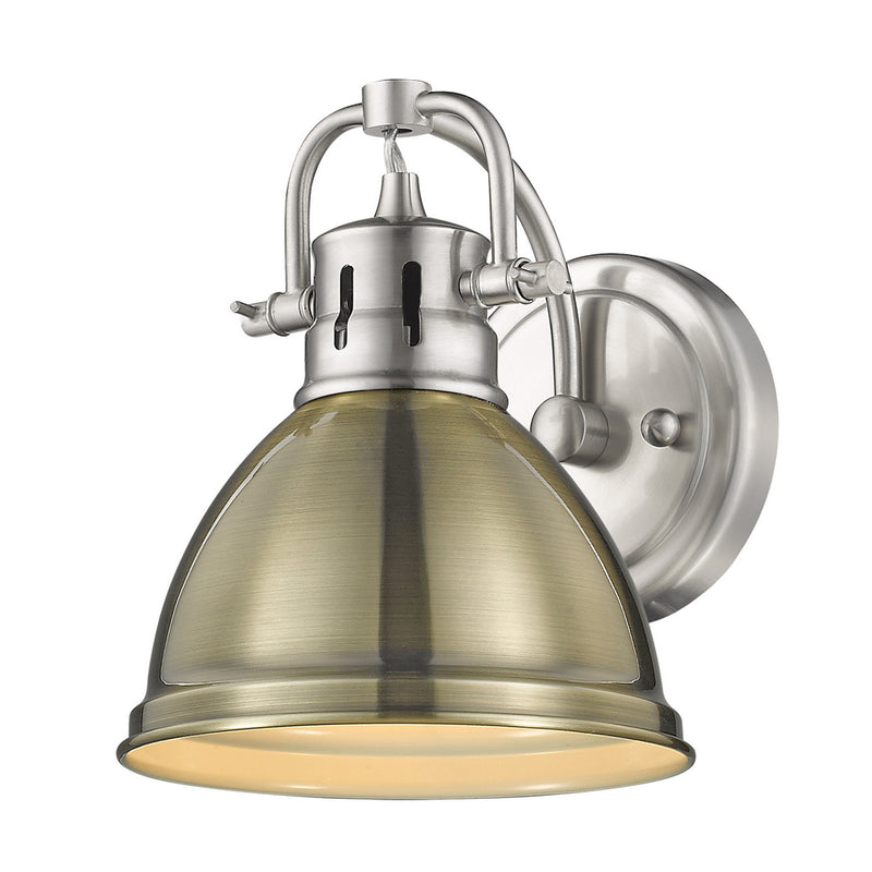 Duncan 1-Light Bath Vanity in Pewter with Aged Brass - Lamps Expo