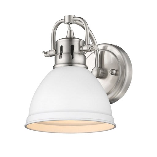 Duncan 1-Light Bath Vanity in Pewter with Matte White Shade