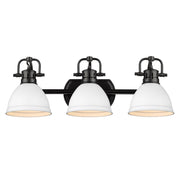 Duncan 3-Light Bath Vanity in Matte Black with Matte White Shades