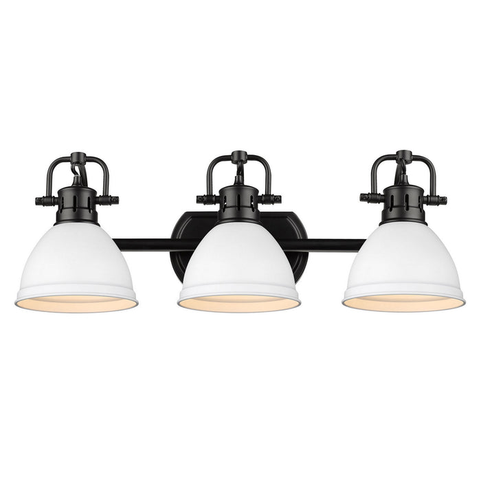 Duncan 3-Light Bath Vanity in Matte Black with Matte White Shades
