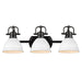 Duncan 3-Light Bath Vanity in Matte Black with Matte White Shades
