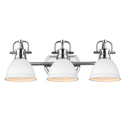 Duncan 3-Light Bath Vanity in Chrome with Matte White Shades