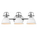 Duncan 3-Light Bath Vanity in Chrome with Matte White Shades