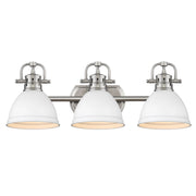 Duncan 3-Light Bath Vanity in Pewter with Matte White Shades