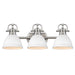Duncan 3-Light Bath Vanity in Pewter with Matte White Shades