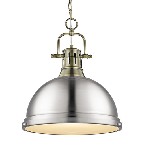 Duncan Large Pendant with Chain in Aged Brass