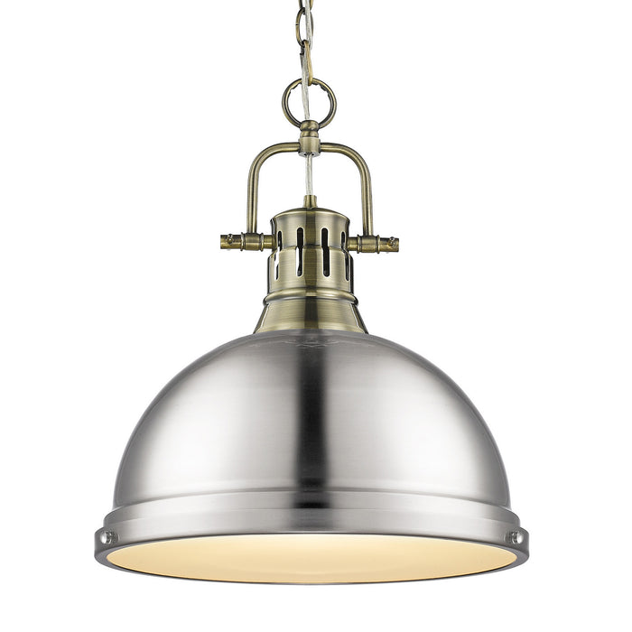 Duncan Large Pendant with Chain in Aged Brass