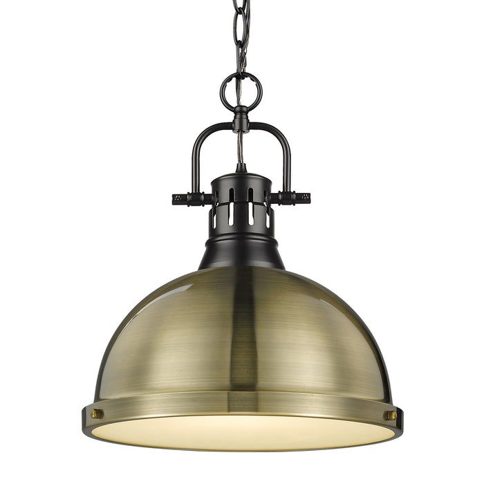 Duncan Large Pendant with Chain in Matte Black