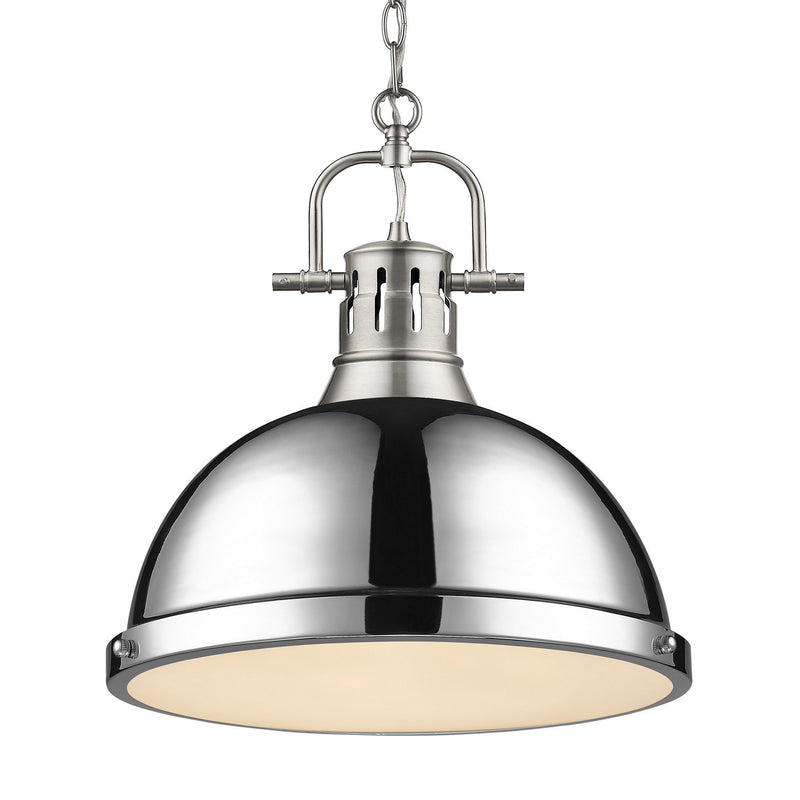 Duncan Large Pendant with Chain in Pewter