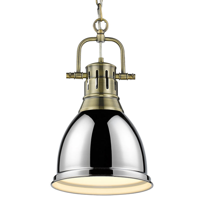 Duncan Small Pendant with Chain in Aged Brass