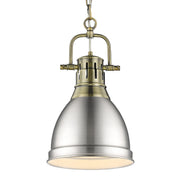 Duncan Small Pendant with Chain in Aged Brass