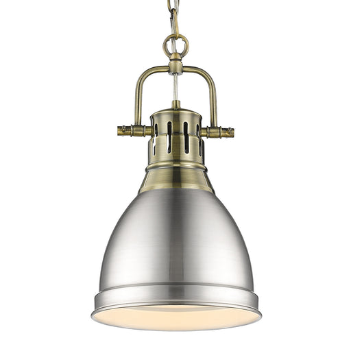 Duncan Small Pendant with Chain in Aged Brass