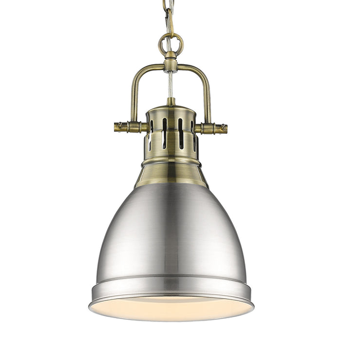 Duncan Small Pendant with Chain in Aged Brass