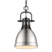 Duncan Small Pendant with Chain in Matte Black