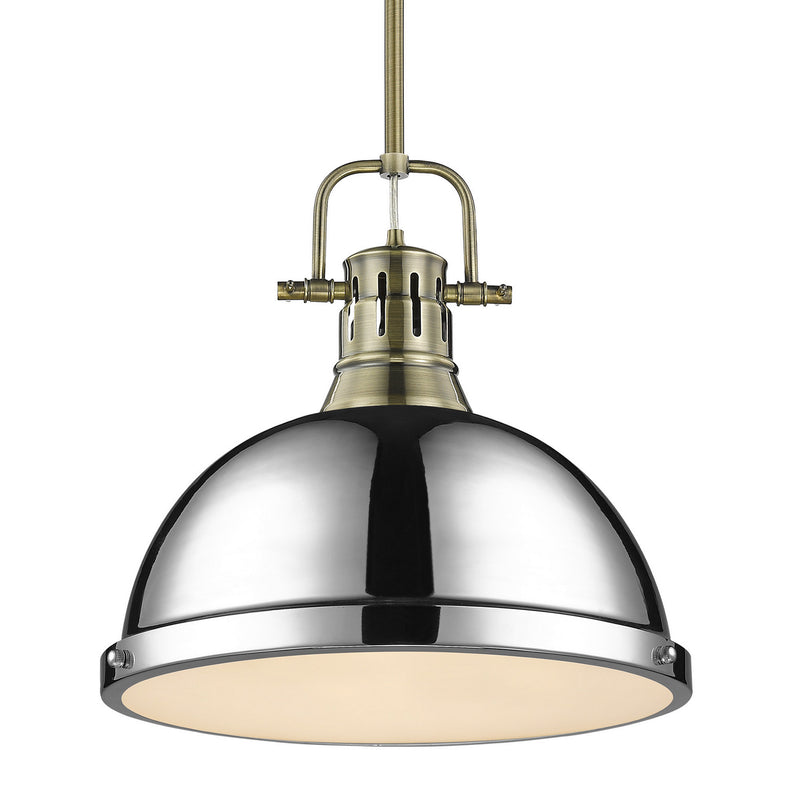 Duncan Large Pendant with Rod in Aged Brass