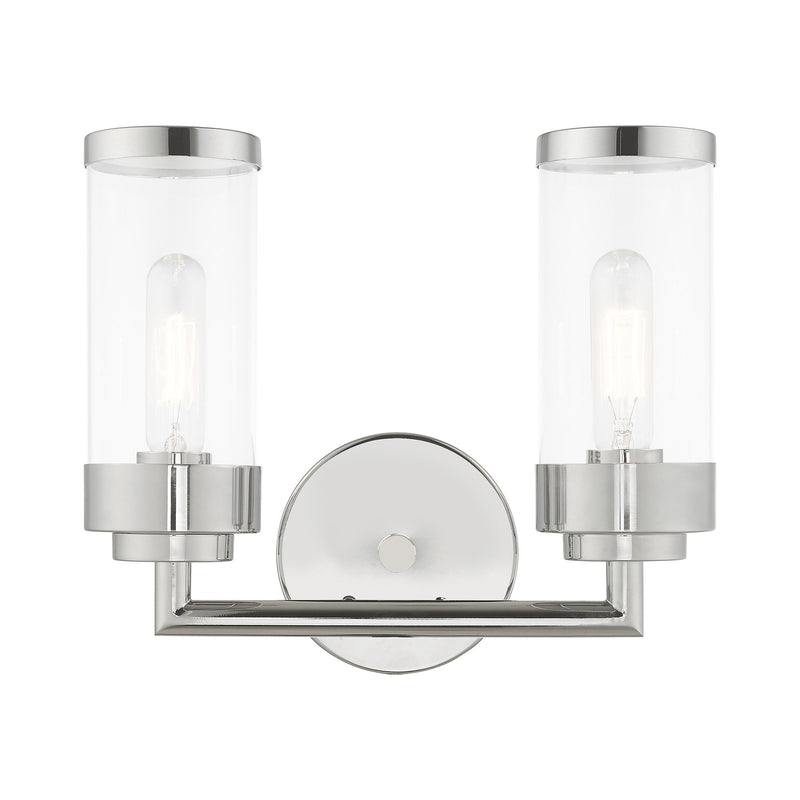 Hillcrest 2-Light Bath Vanity Light in Polished Chrome