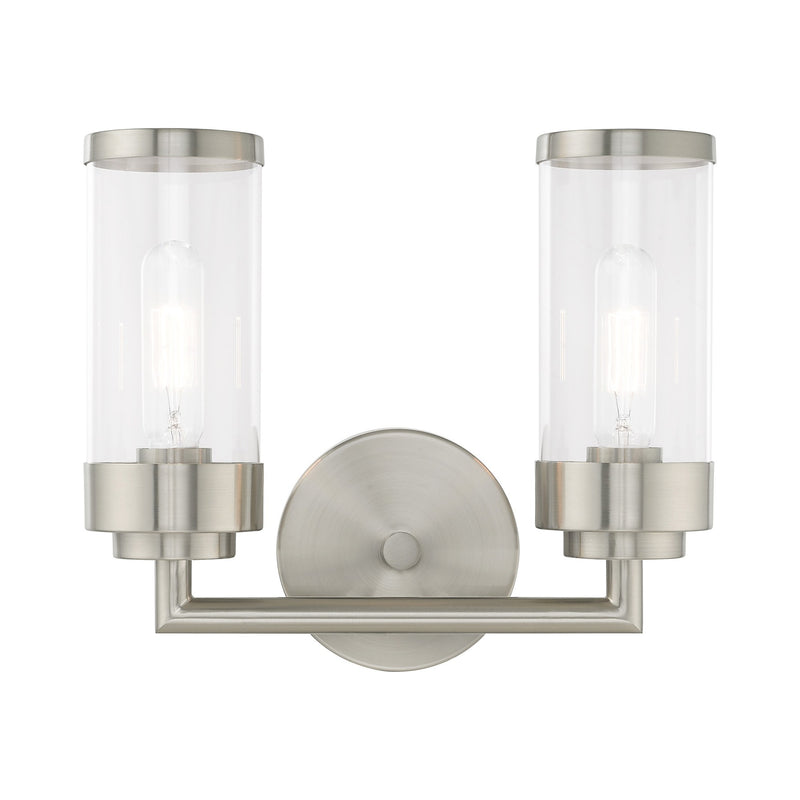 Hillcrest 2-Light Bath Vanity Light in Brushed Nickel