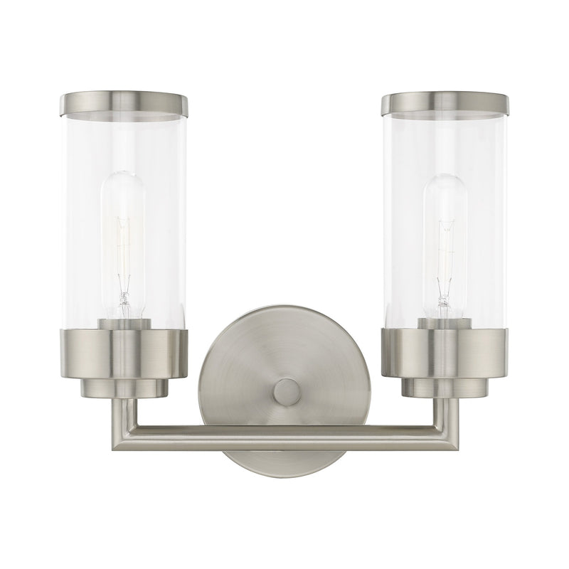 Hillcrest 2-Light Bath Vanity Light in Brushed Nickel