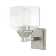 Aragon Wall Sconce with Clear Seeded Glass in Brushed Nickel