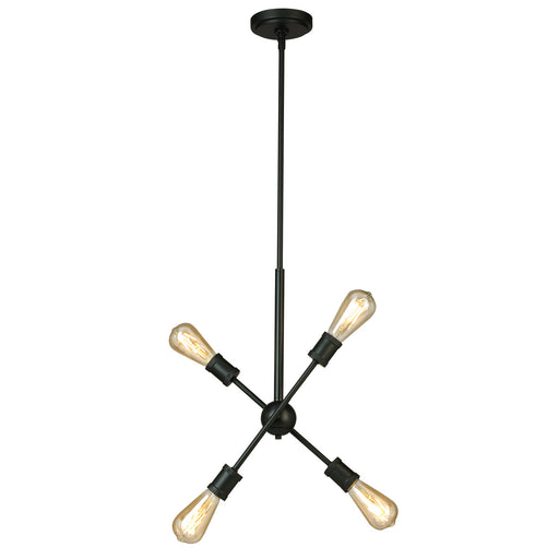 Etris Row Four Light Pendant in Black