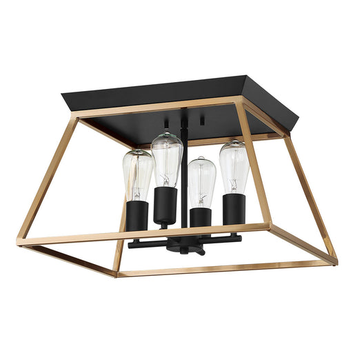 Paulino Four Light Ceiling Mount in Brushed Gold and Matte Black