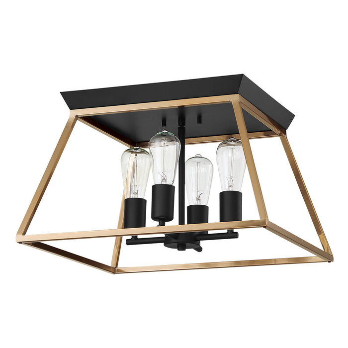Paulino Four Light Ceiling Mount in Brushed Gold and Matte Black