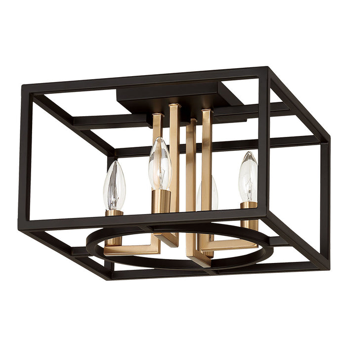 Mundazo Four Light Ceiling Mount in Black and Brushed Gold
