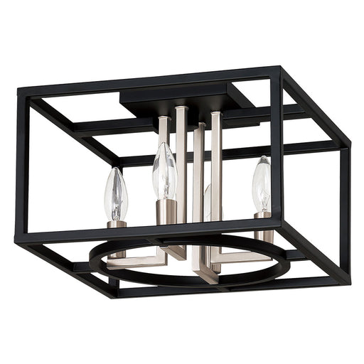 Mundazo Four Light Ceiling Mount in Black and Brushed nickel