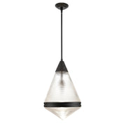 Hargreaves 1 Light Glass Shade Pendant in Black