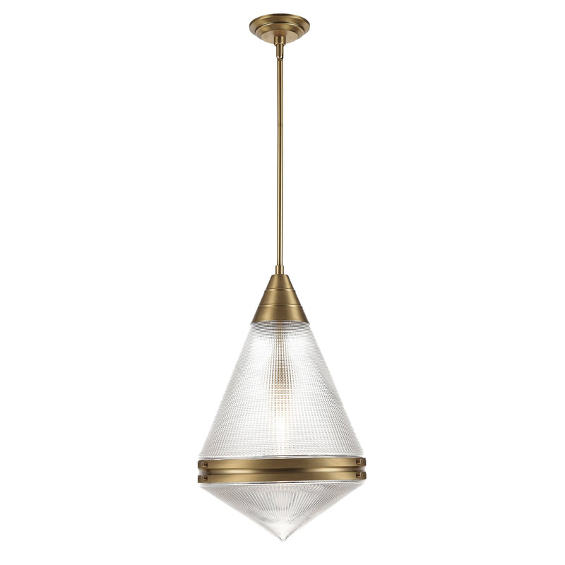 Hargreaves 1 Light Glass Shade Pendant in Natural Aged Brass