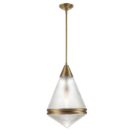 Hargreaves 1 Light Glass Shade Pendant in Natural Aged Brass