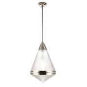 Hargreaves 1 Light Glass Shade Pendant in Polished Nickel