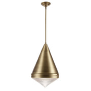 Hargreaves 1 Light Metal Shade Pendant in Natural Aged Brass