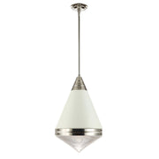 Hargreaves 1 Light Metal Shade Pendant in White / Polished Nickel