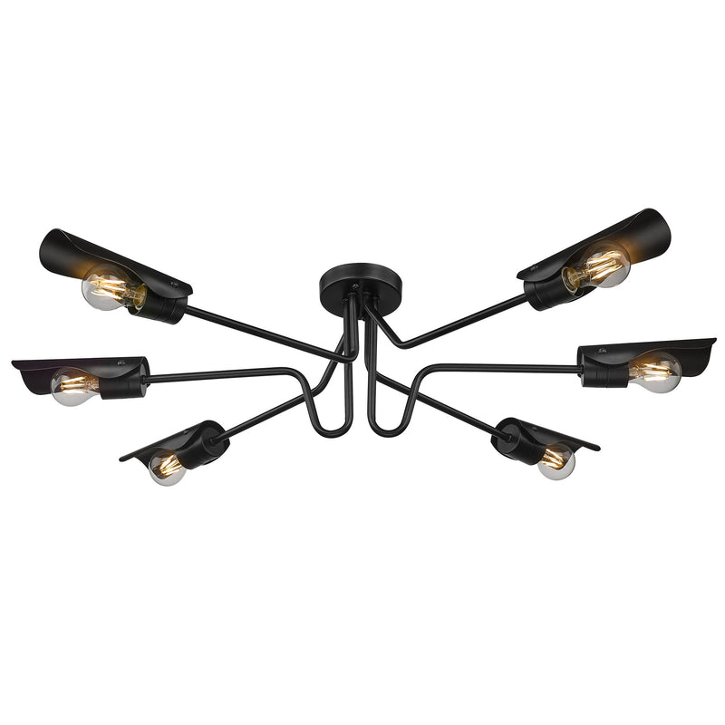 Newton 6-Light Semi-Flush Mount in Matte Black