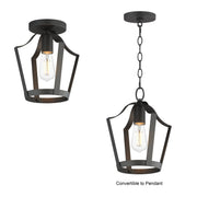 Arden 1 Light Semi-Flush Mount in Black