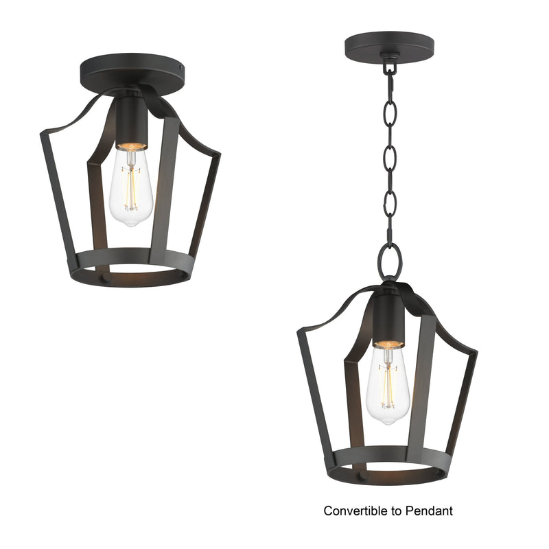 Arden 1 Light Semi-Flush Mount in Black