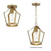 Arden 1 Light Semi-Flush Mount in Natural Aged Brass