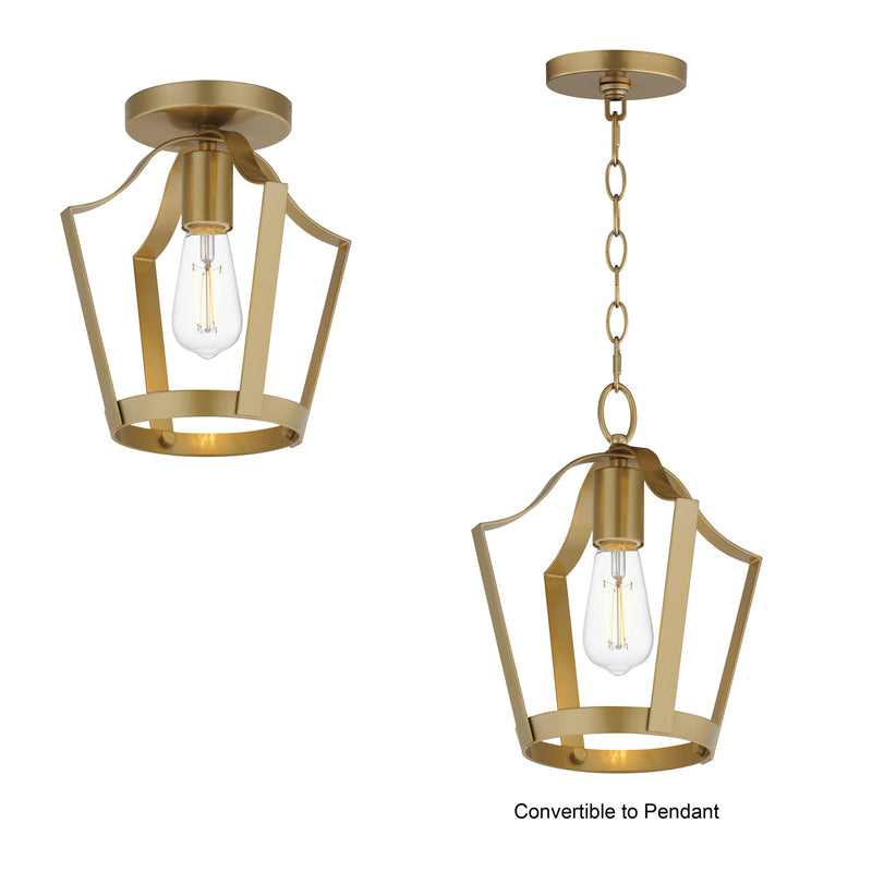 Arden 1 Light Semi-Flush Mount in Natural Aged Brass