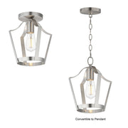 Arden 1 Light Semi-Flush Mount in Satin Nickel