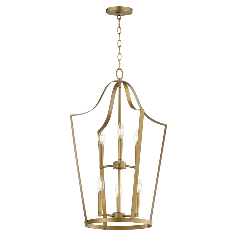 Arden 6 Light Pendant in Natural Aged Brass