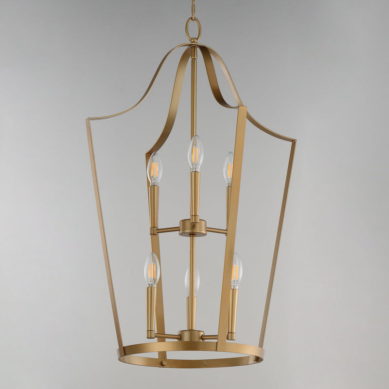 Arden 6 Light Pendant in Natural Aged Brass