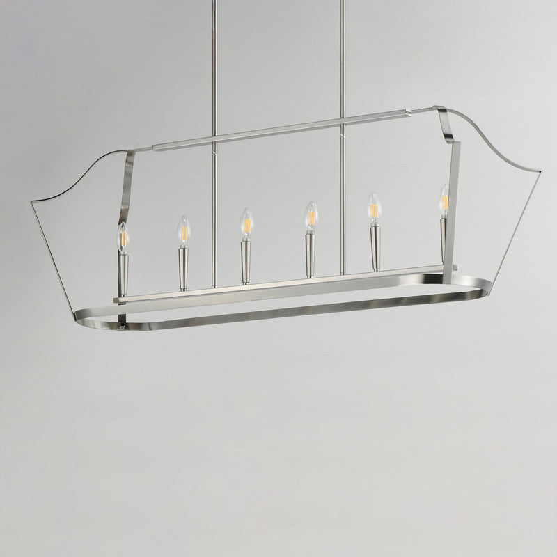 Arden 6 Light Linear Pendant in Satin Nickel