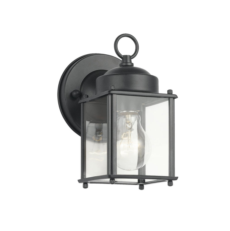 Small Outdoor Wall Lantern with Clear Glass in Black