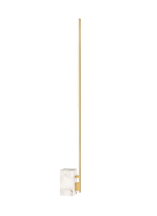 Klee 70 Floor Lamp in Natural Brass and White Marble
